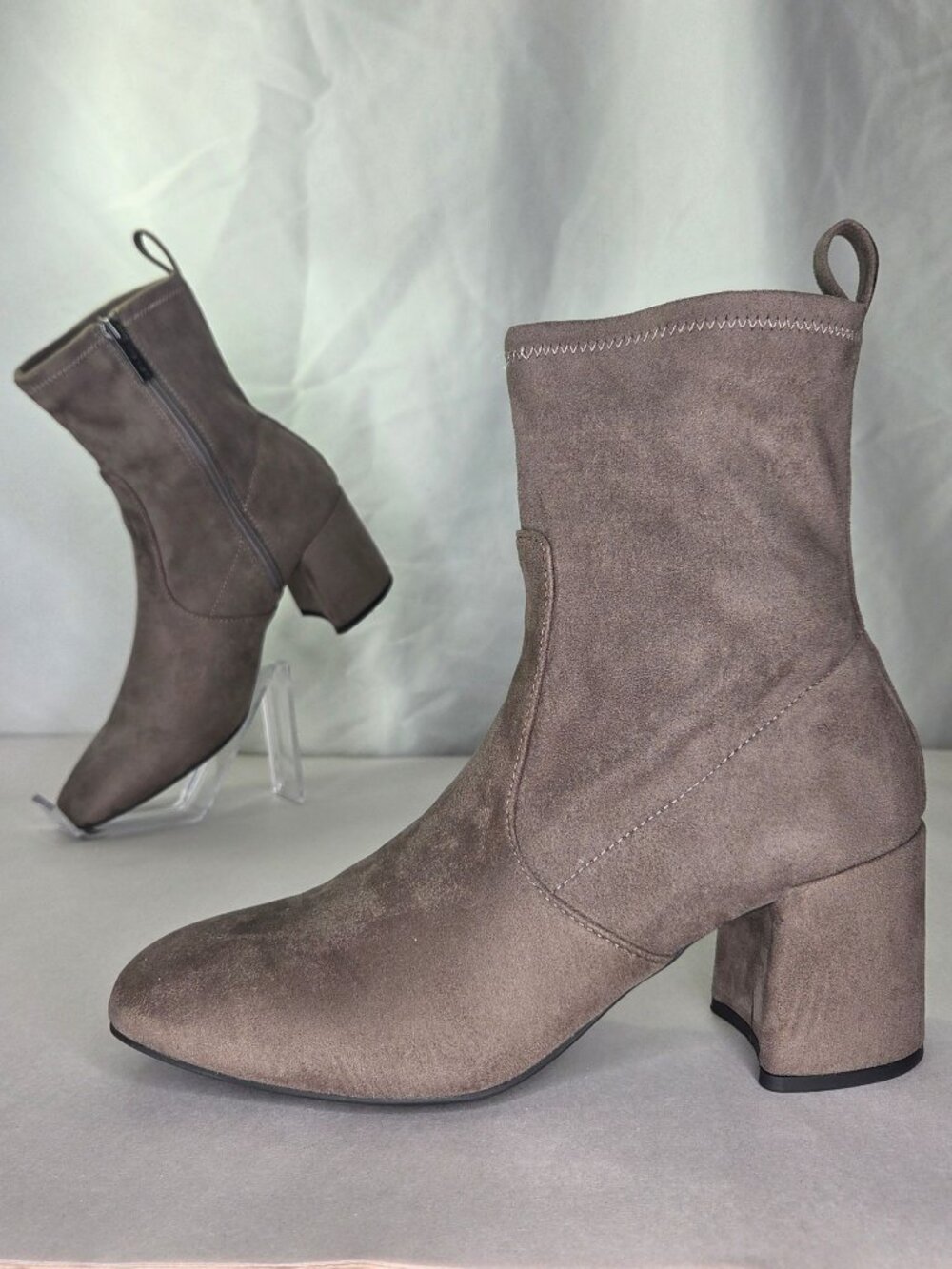 Anne Klein Lyla Grey Block Heel Booties, Size: 9 M